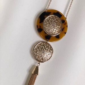 Tortoise and Gold Tassel Necklace